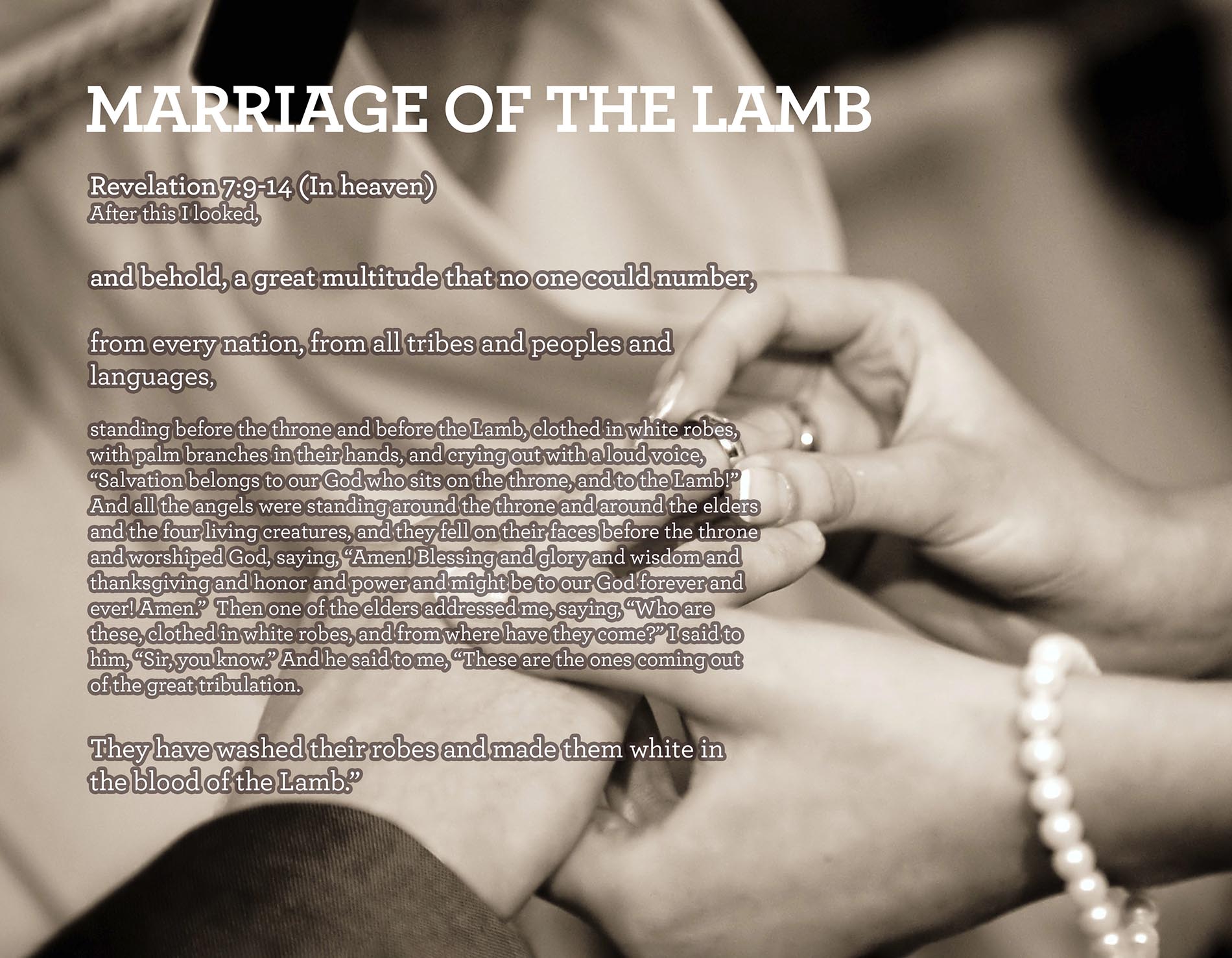 MARRIAGE OF THE LAMB Revelation 7:9-14